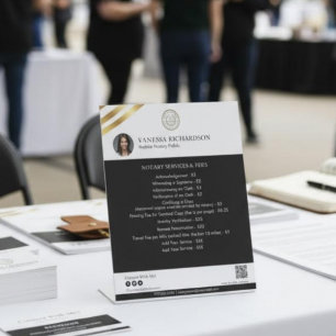 Signe De Table Liste de prix du logo QR photo de notaire en or no
