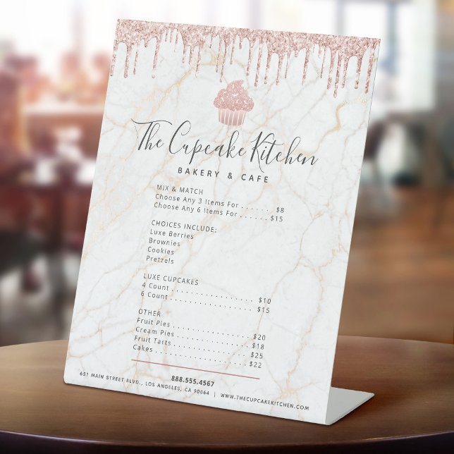 Signe De Table Liste de prix du menu de la boulangerie Marble Cup (Créateur téléchargé)