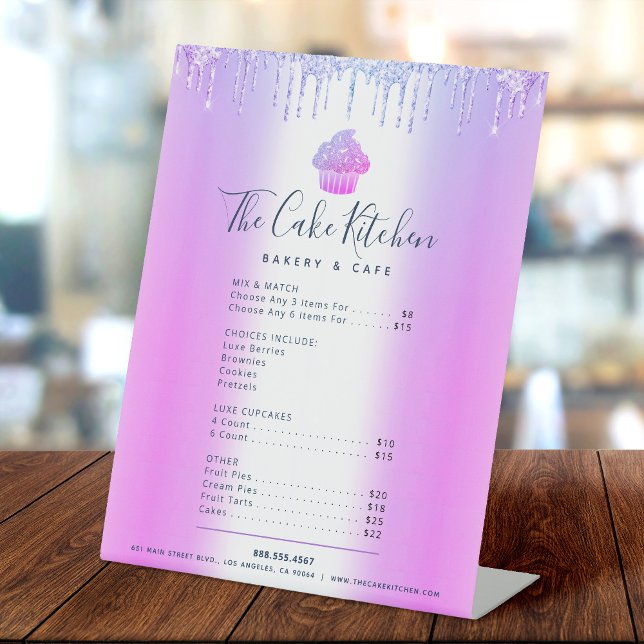 Signe De Table Liste de prix du menu de la boulangerie Purple Cup (Créateur téléchargé)