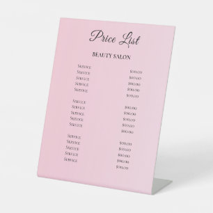Signe De Table Liste de prix du salon de beauté élégant moderne