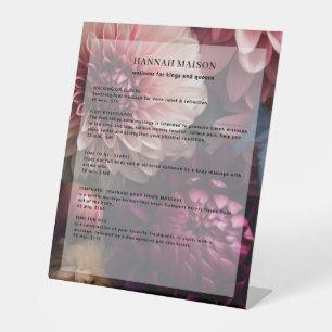 Signe De Table Liste de prix du salon de fleurs moderne