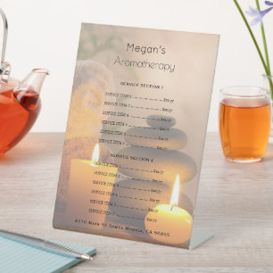 Signe De Table Liste de prix du salon de soins de peau Spa Aromat