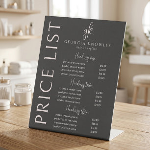 Signe De Table Liste de prix élégante moderne noir rose blush