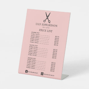 Signe De Table Liste de prix élégante moderne rose et noir de sal