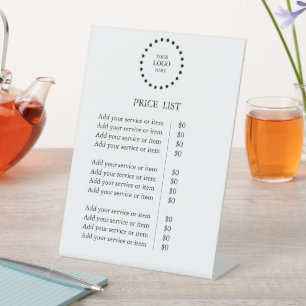 Signe De Table Liste de prix élégante pour entreprise - pancartes