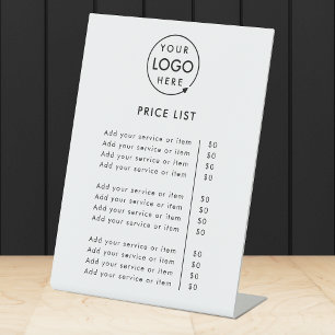 Signe De Table Liste de prix Logo Business Modern Professional