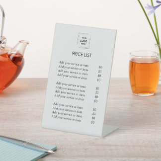 Signe De Table Liste de prix | Logo d'entreprise moderne gris arg
