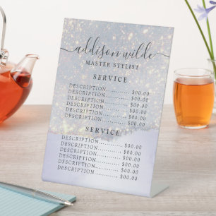 Signe De Table Liste de prix Luxe Paillettes Violettes Holographi