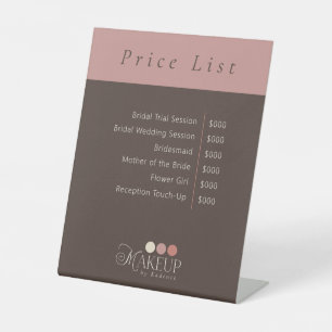 Signe De Table Liste de Prix Maquilleuse avec Logo de Marque