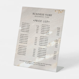 Signe De Table Liste de Prix Professionnelle Moderne Élégante ave