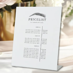 Signe De Table Liste de Prix Salon de Sourcils Élégant Minimalist