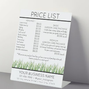 Signe De Table Liste de prix service entretien de jardin et pelou
