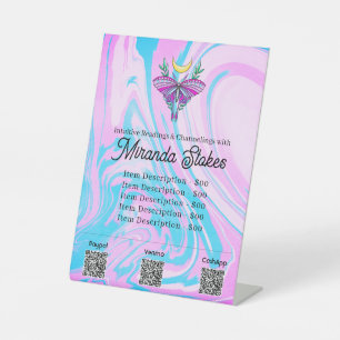 Signe De Table Liste des prix de la lune mystique rose et bleu Ta