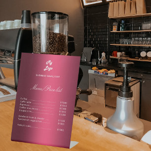 Signe De Table Liste des prix du menu élégant de Bourgogne