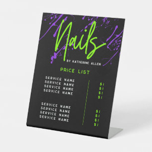 Signe De Table Liste des prix Green Neon Purple Nail Salon Nails
