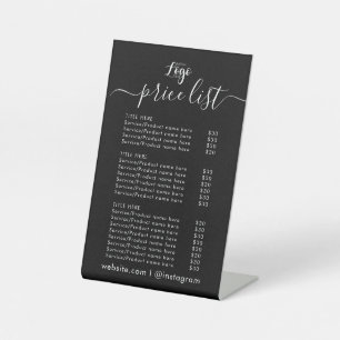 Signe De Table LISTE DES PRIX Ouverture du logo de l'entreprise