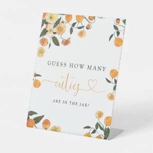 Signe De Table Little Cutie Botanical Baby shower Guess Game