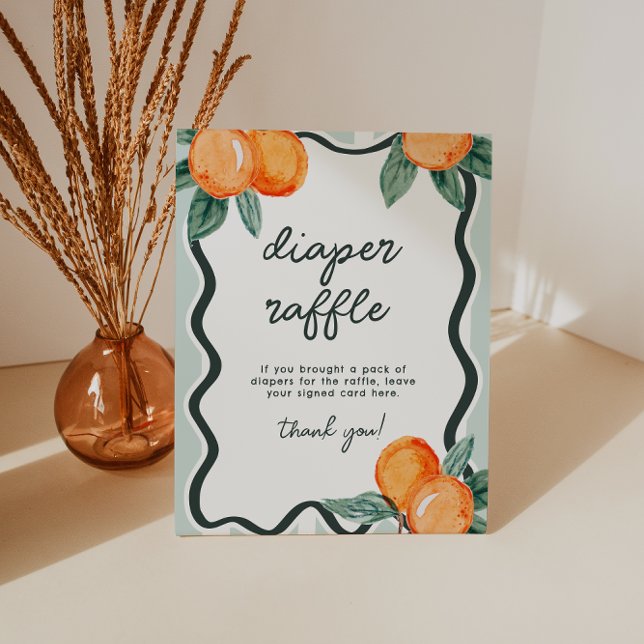 Signe De Table Little Cutie Whimsical Diaper Raffle Entry (Little Cutie Diaper Raffle Sign)