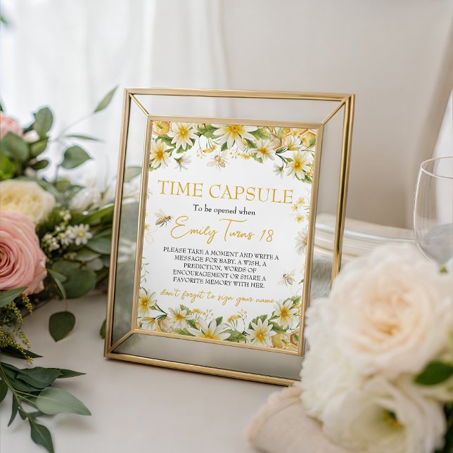 Signe De Table Little Honey 1st Birthday Time Capsule Sign (Créateur téléchargé)