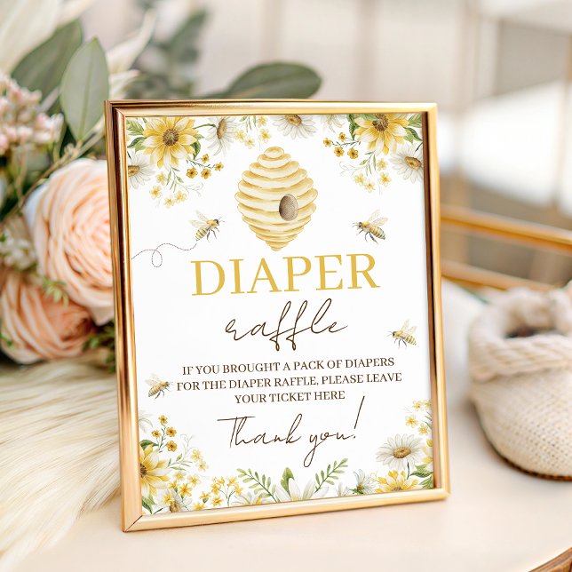 Signe De Table Little Honey Bee Diaper Raffle Game Sign (Créateur téléchargé)