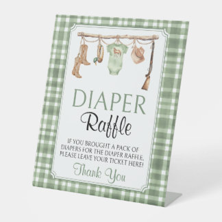 Signe De Table Little hunter Baby Shower Diaper Raffle Sign
