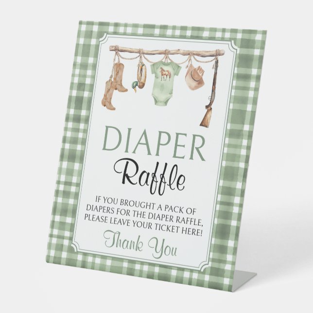 Signe De Table Little hunter Baby Shower Diaper Raffle Sign (Recto)