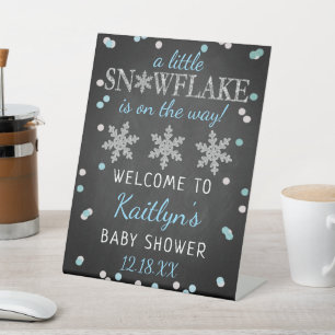 Signe De Table Little Snowflake Boys Baby shower d'hiver Bienvenu
