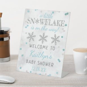 Signe De Table Little Snowflake Boys Baby shower d'hiver Bienvenu