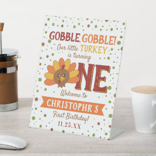 Signe De Table Little Turkey Fall Thanksgiving 1er anniversaire