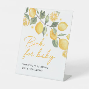 Signe De Table Livre de bébé au citron doux pour table de fête de
