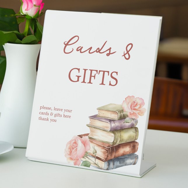 Signe De Table Livre d'histoire nouveau chapitre nuptiale douche  (Story book new chapter bridal shower gifts table pedestal sign personalized table decor)