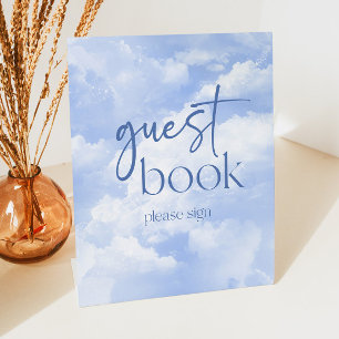 Signe De Table Livre d'hôtes Blue Sparkly Clouds