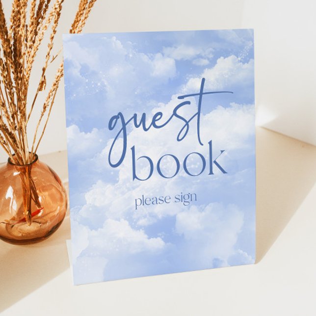Signe De Table Livre d'hôtes Blue Sparkly Clouds (Créateur téléchargé)