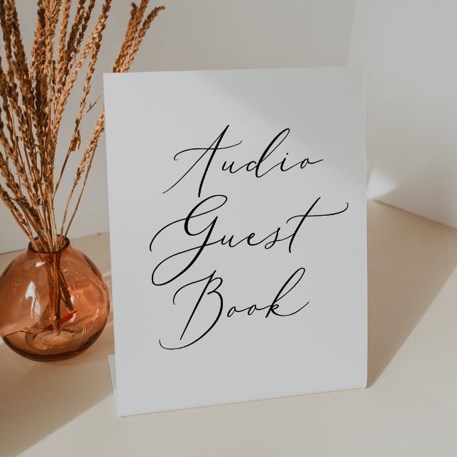 Signe De Table Livre d'invité Delicic Black Mariage Audio (Delicate Black Wedding Audio Guest Book Pedestal Sign)