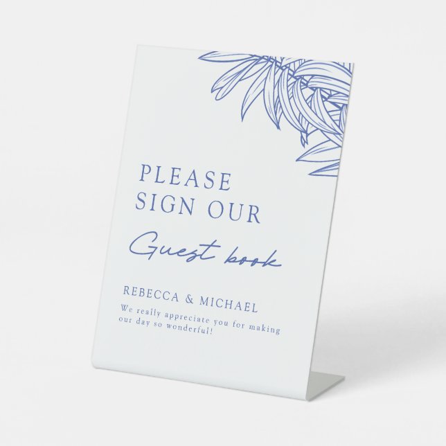 Signe De Table Livre d'invité quelque chose de bleu simple botani (Recto)
