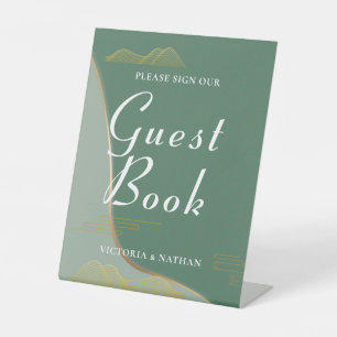 Signe De Table Livre d'or Abstrait Cloud Motif Gold Line