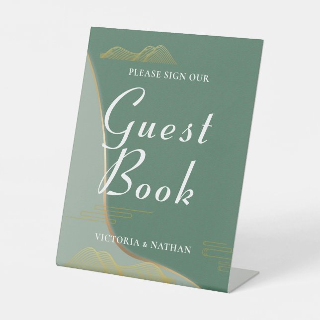 Signe De Table Livre d'or Abstrait Cloud Motif Gold Line (Recto)