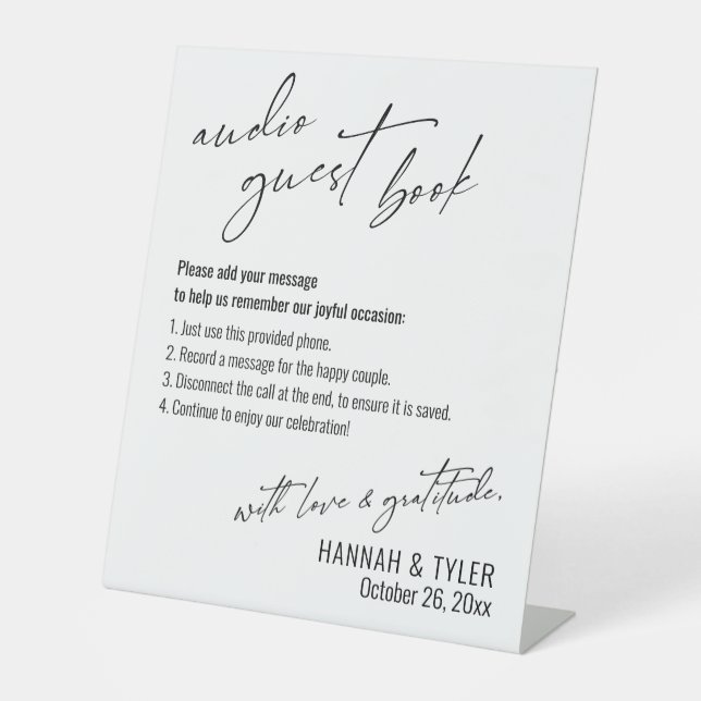 Signe De Table Livre d'or audio simple et élégant pour réception  (Recto)