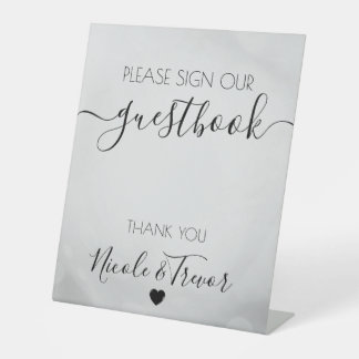 Signe De Table Livre d'or avec noms personnalisés en calligraphie