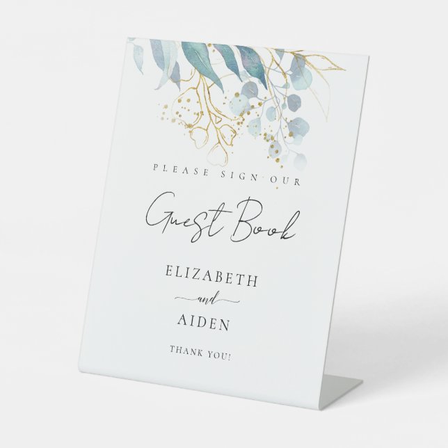 Signe De Table Livre d'or bleu (Imiter) Mariage blanc (Recto)