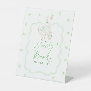 Signe De Table Livre d'or de la baby shower à fleurs vertes Silly