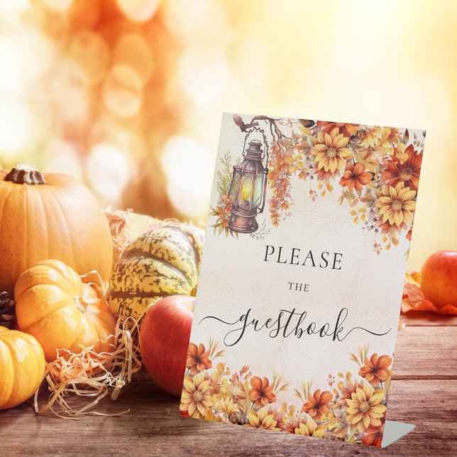 Signe De Table Livre d'or de la fête des fleurs d'automne orange (Créateur téléchargé)