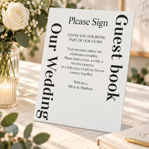 Signe De Table Livre d'or de mariage à typographie minimaliste mo