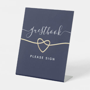 Signe De Table Livre d'or de mariage bleu marine
