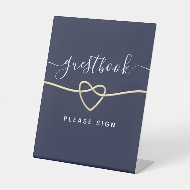 Signe De Table Livre d'or de mariage bleu marine (Recto)