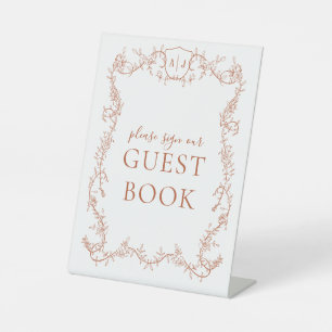 Signe De Table Livre d'or de mariage botanique en terre cuite