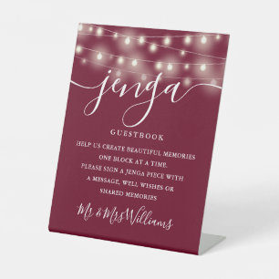 Signe De Table Livre d'or de mariage Jenga Guirlandes Bourguignon