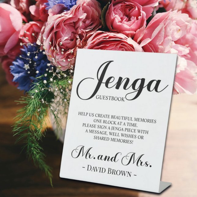 Signe De Table Livre d'or de mariage Jenga Script Gras  (Créateur téléchargé)