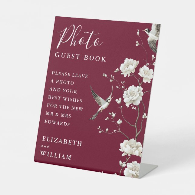 Signe De Table Livre d'or de mariage photo chinoiserie Bourgogne (Recto)