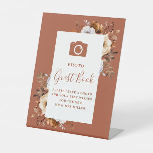 Signe De Table Livre d'or de mariage photo terracotta automne rus